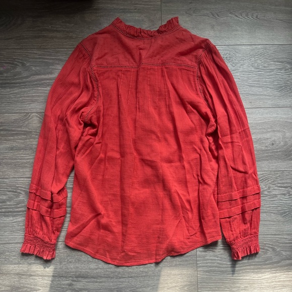 Faherty Coral Long Sleeve 100% Organic Cotton Flowy Spring Top Size M Summer - Picture 2 of 8